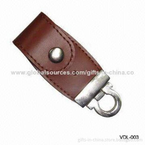 Leather 16GB USB Flash Drives, Customized Imprinted Logos and Free Samples Supply